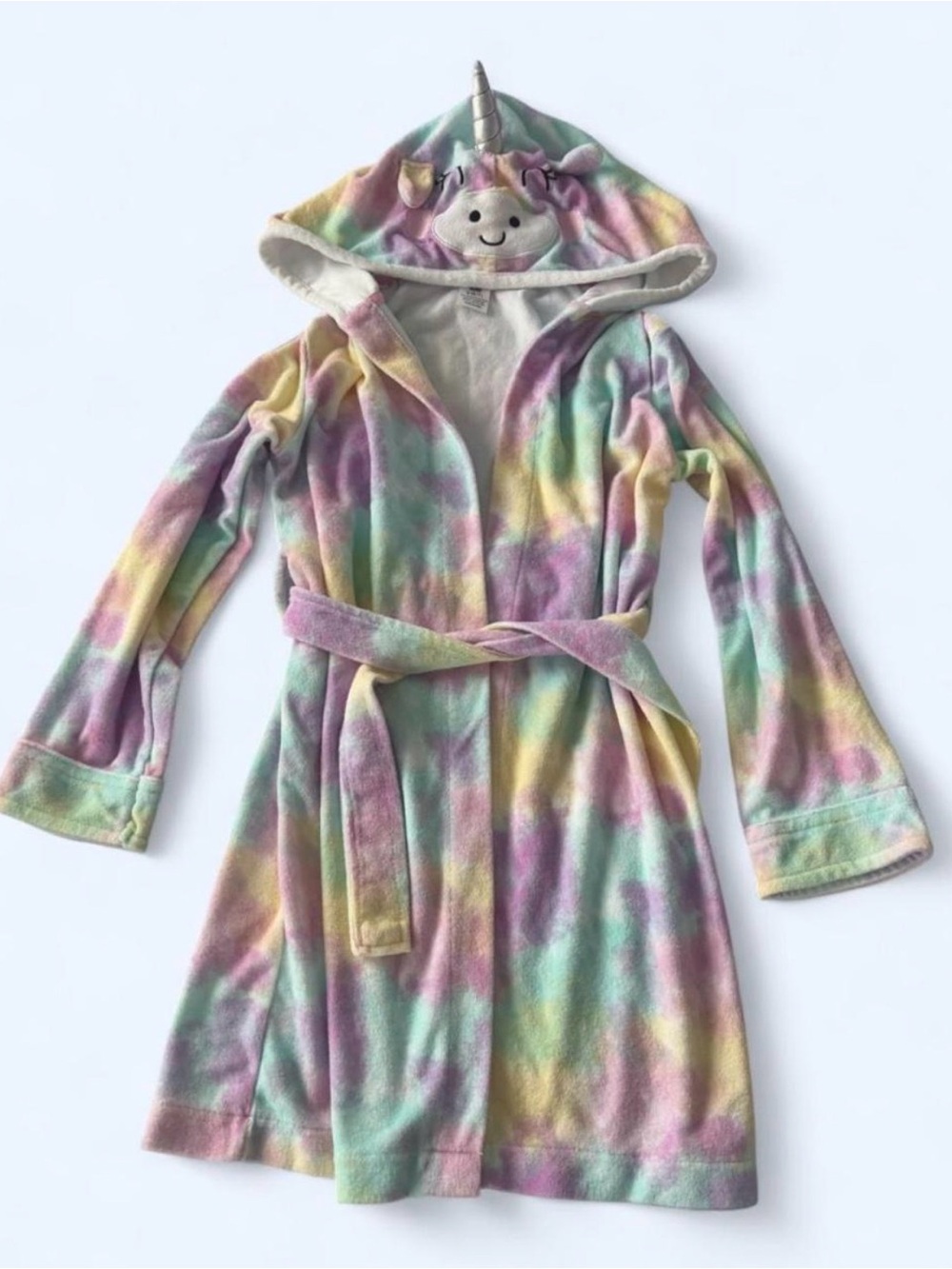Kids Unicorn Hooded Swim / Bath Robe - Pastel Rainbow Plush